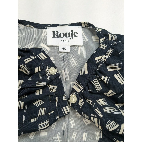 Rouje Dress Gabin Wrap Navy Elegant Timeless Old Money Quiet Luxury Preppy A007 - Picture 7 of 11